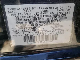 2021 Nissan Versa 3N1CN8EV9ML869287