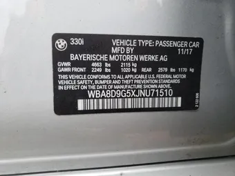 2018 BMW 3 Series WBA8D9G5XJNU71510